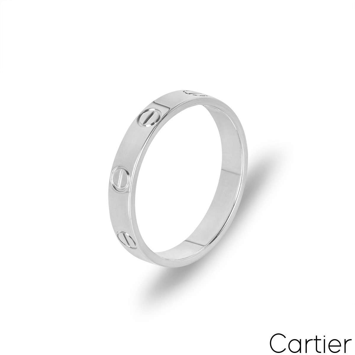 Cartier White Gold Plain Love Wedding Band Size 55 B4085100